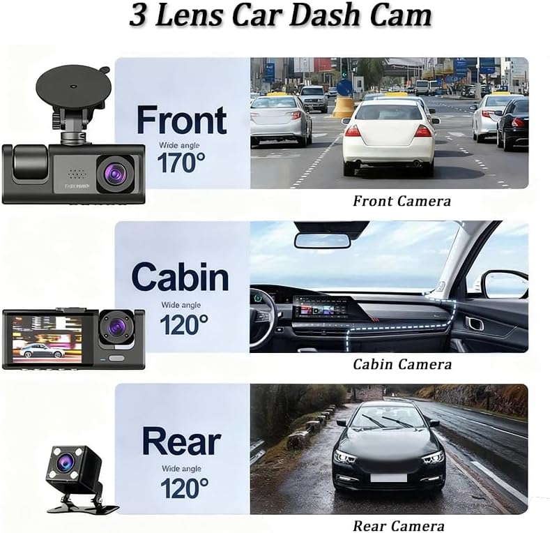 Front, cabin and rear camera views