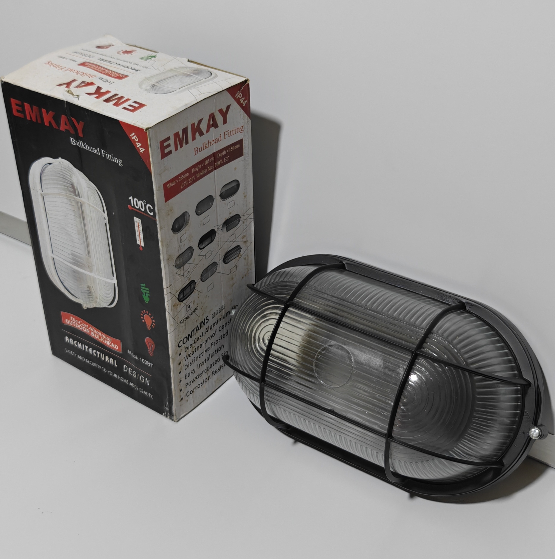 EMKAY Bulkhead Fitting Outdoor Light - 100°C Die-Cast Aluminum