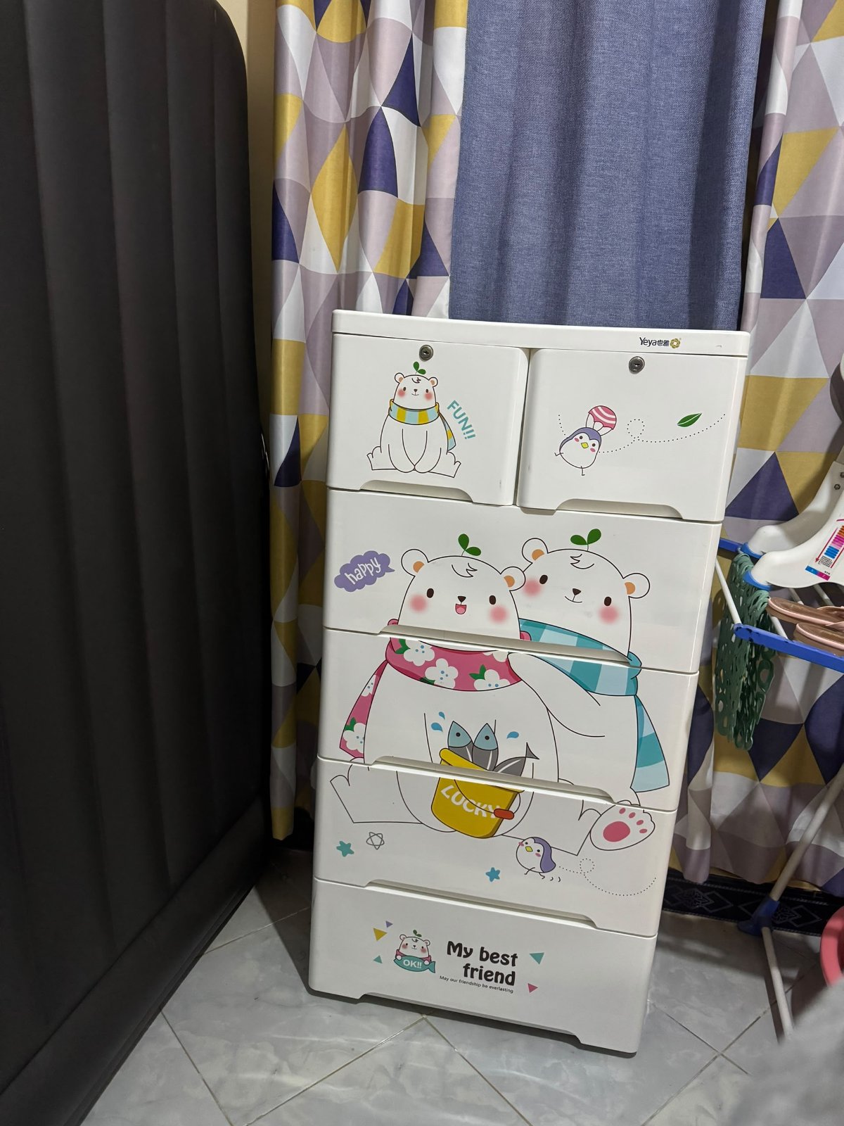 Yoyoxie Kids Storage Cabinet with Cute Animal Designs - White