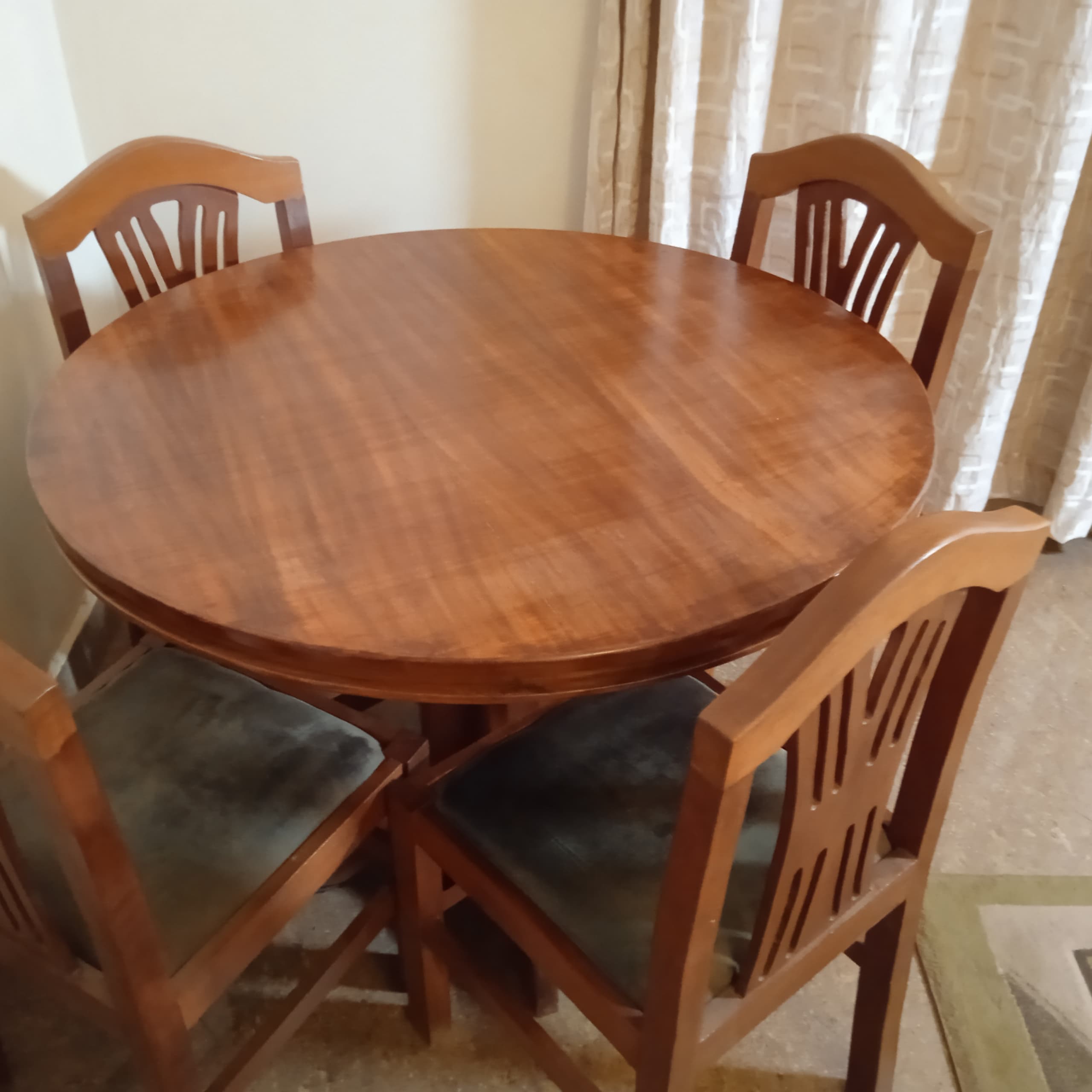 Round Wooden Dining Table with 4 Chairs