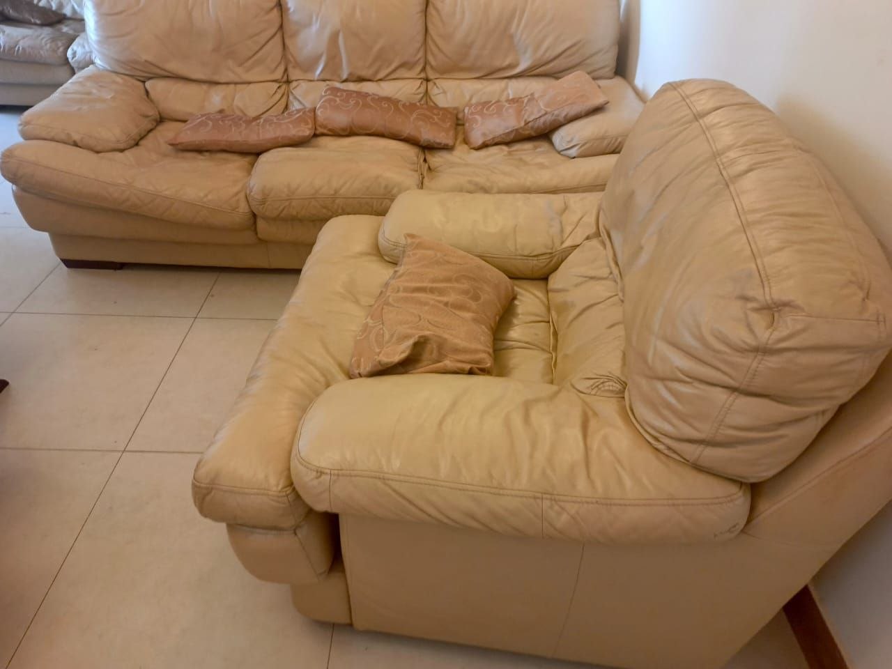 Genuine Leather Sofa Set — 3-Seater + 2-Seater + 1-Seater