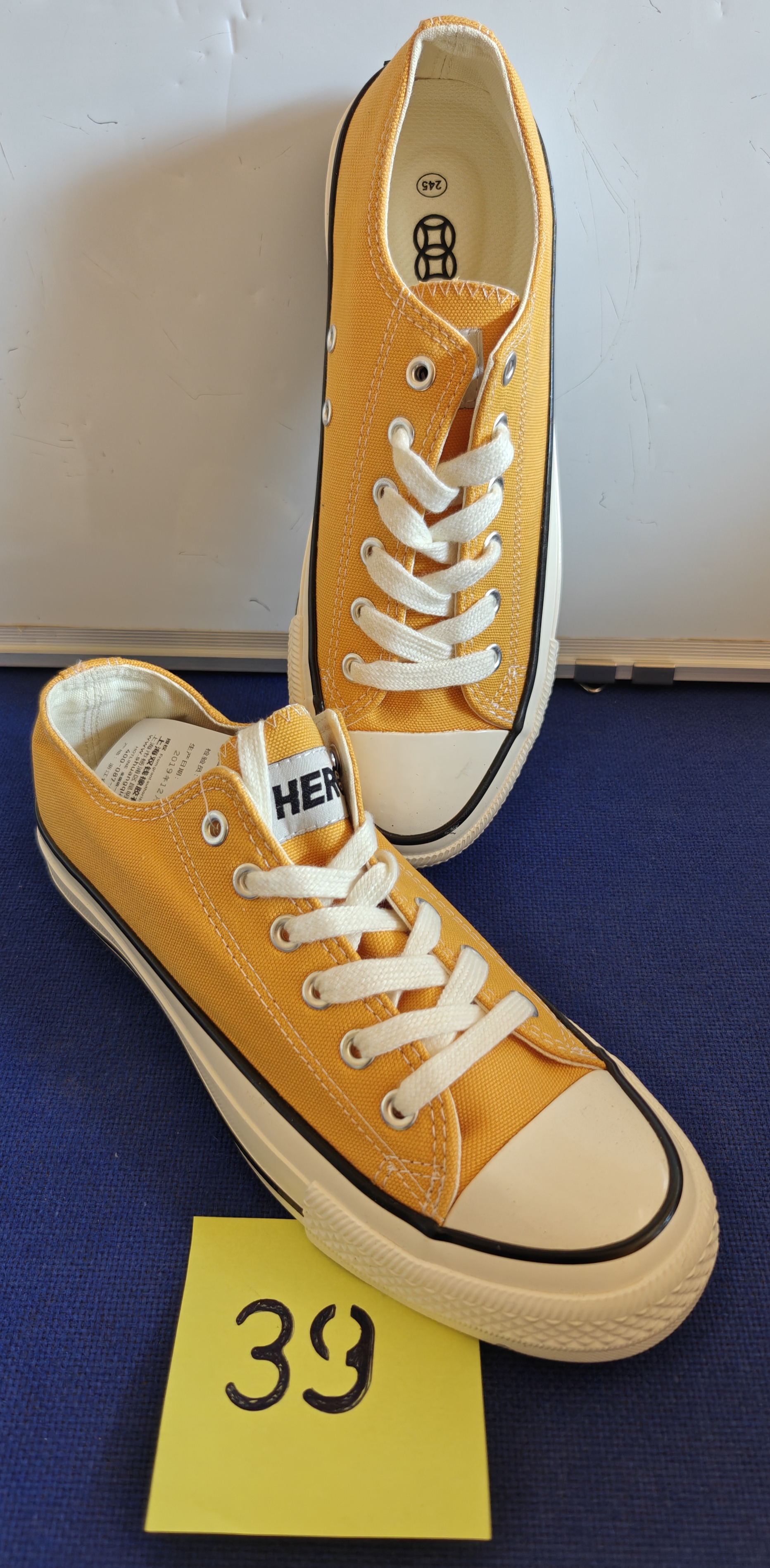 Yellow Canvas High-Top Sneakers Size 39