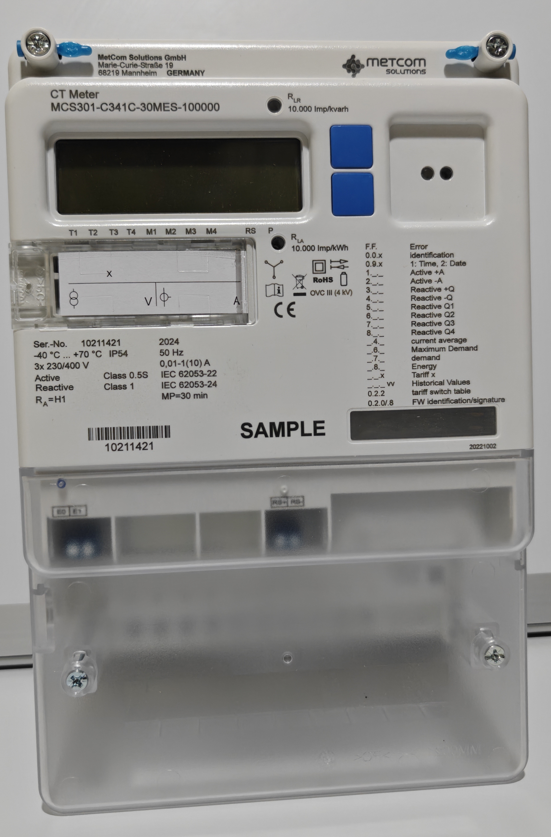 Metcom CT Meter MCS301-C341C-30MES-100000 - Energy Meter