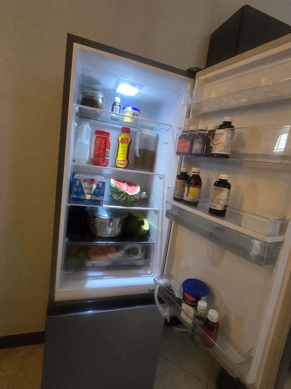Double Door Refrigerator - Black & Stainless Steel