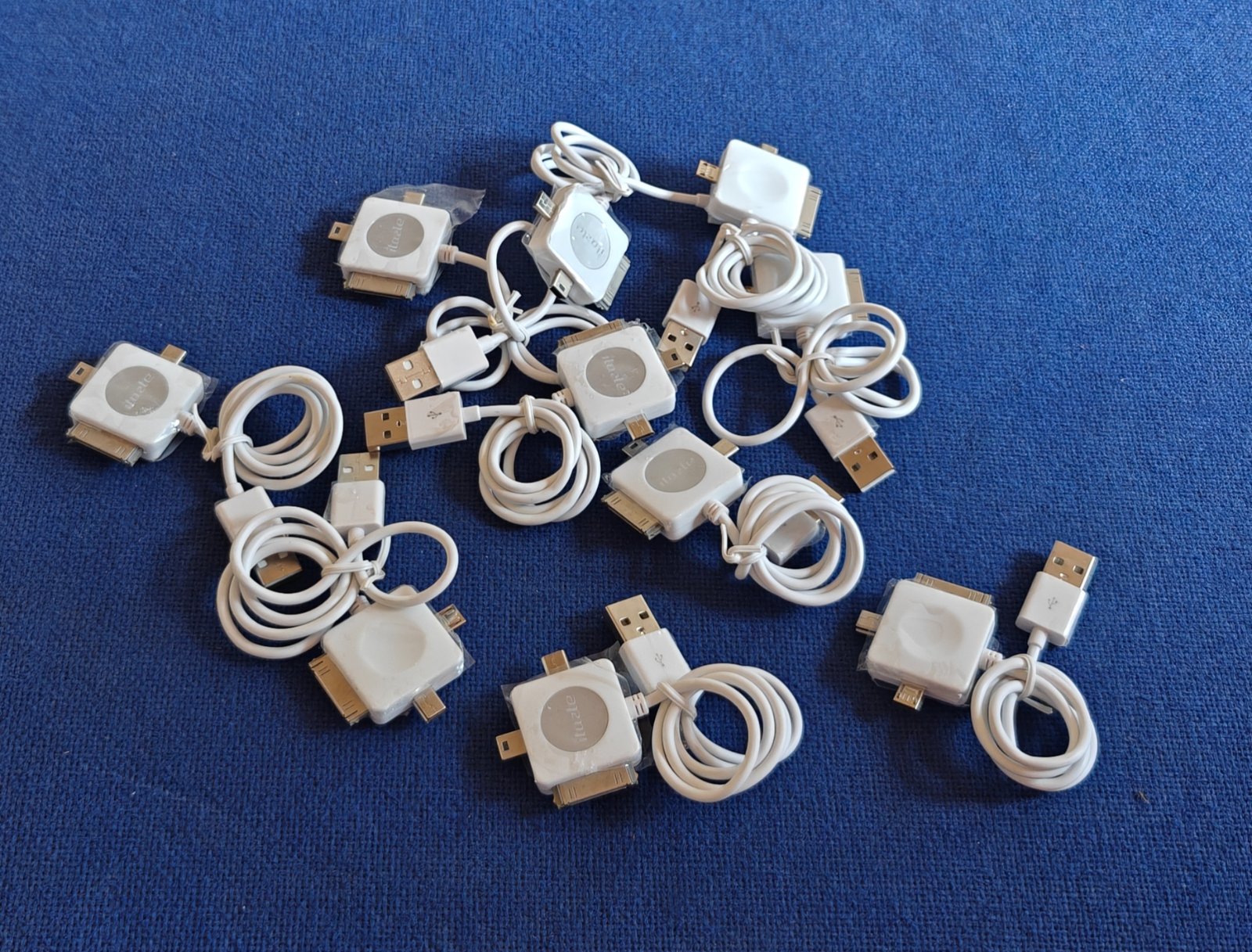 Bulk USB Data Cable Adapters - 30mm Dock Connectors (12 Units)