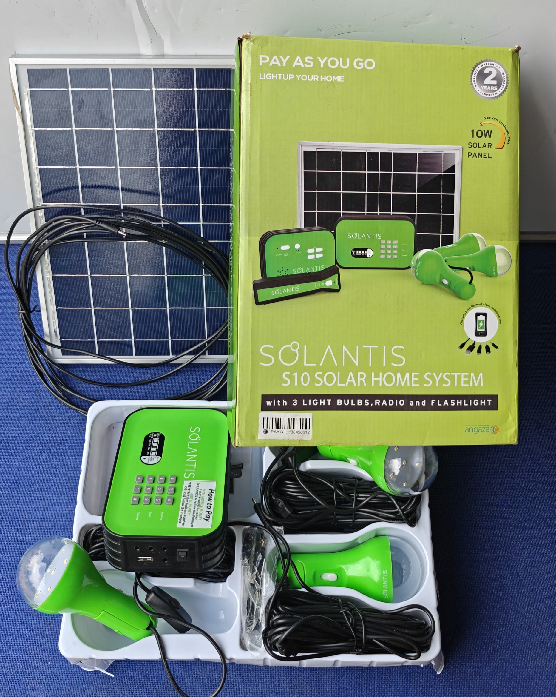 Solantis S10 Solar Home System - 10W Panel with 3 LED Bulbs