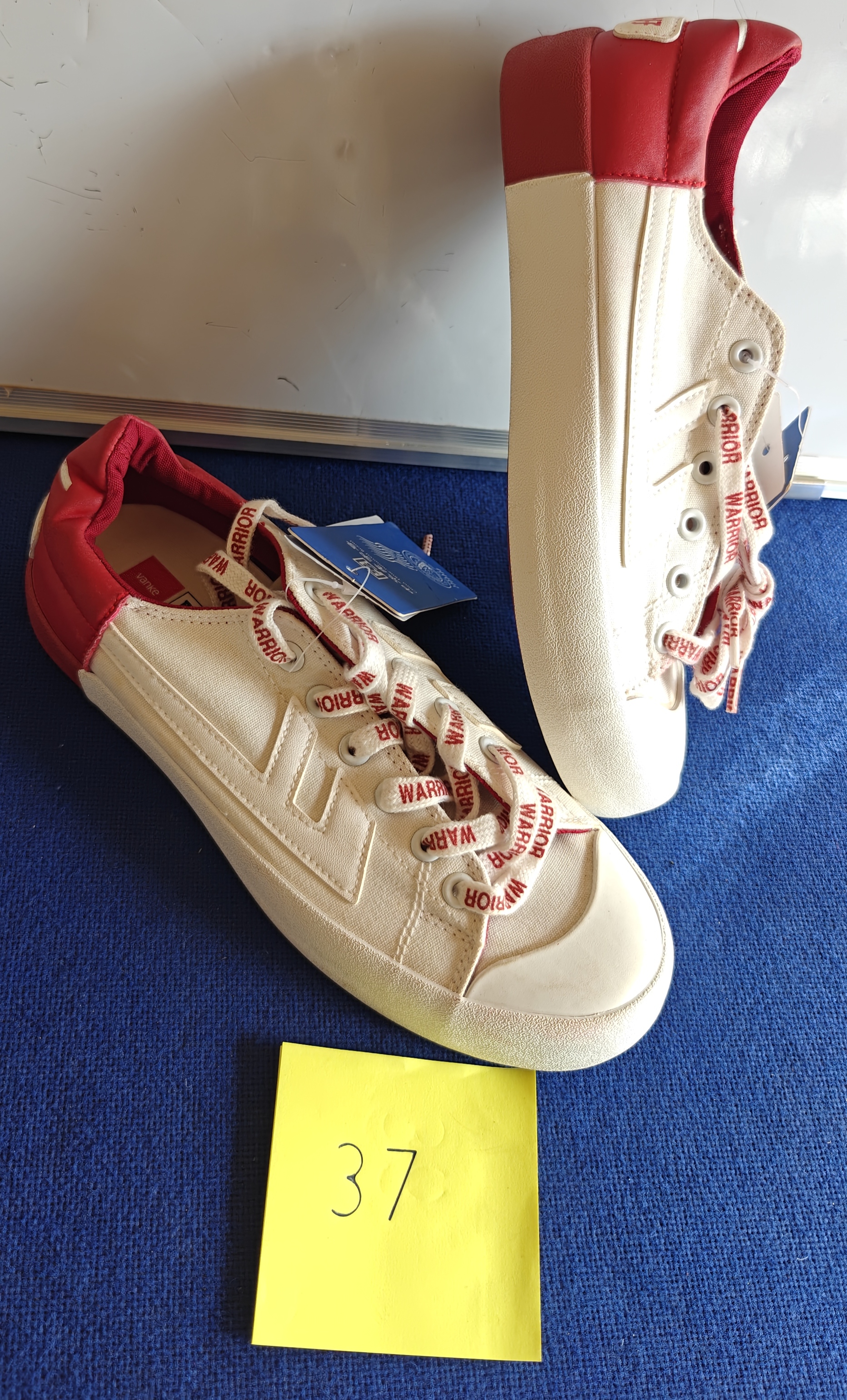 Warrior High-Top Canvas Sneakers - Red & White Size 37