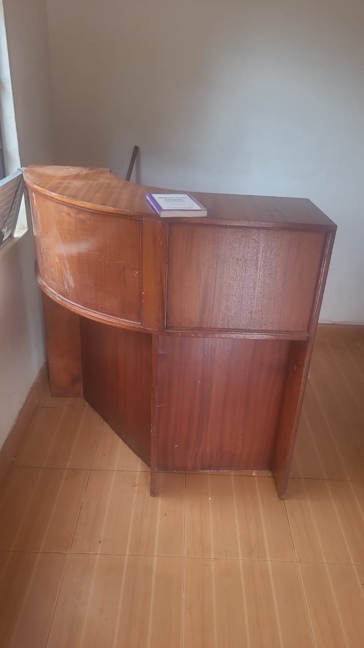 Wooden Reception Desk with Curved Design