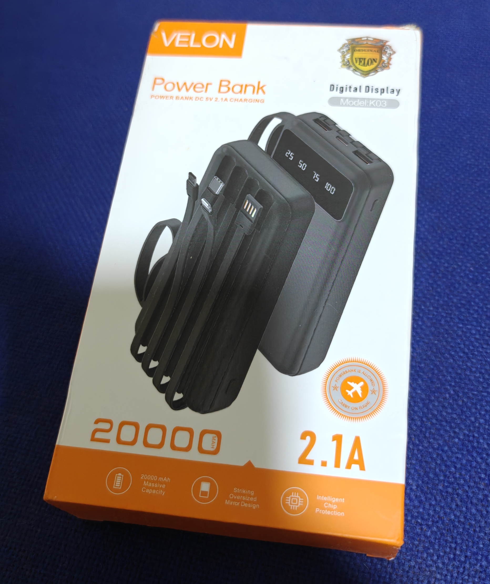 VELON Power Bank 20000mAh Digital Display Model K03 - 2.1A