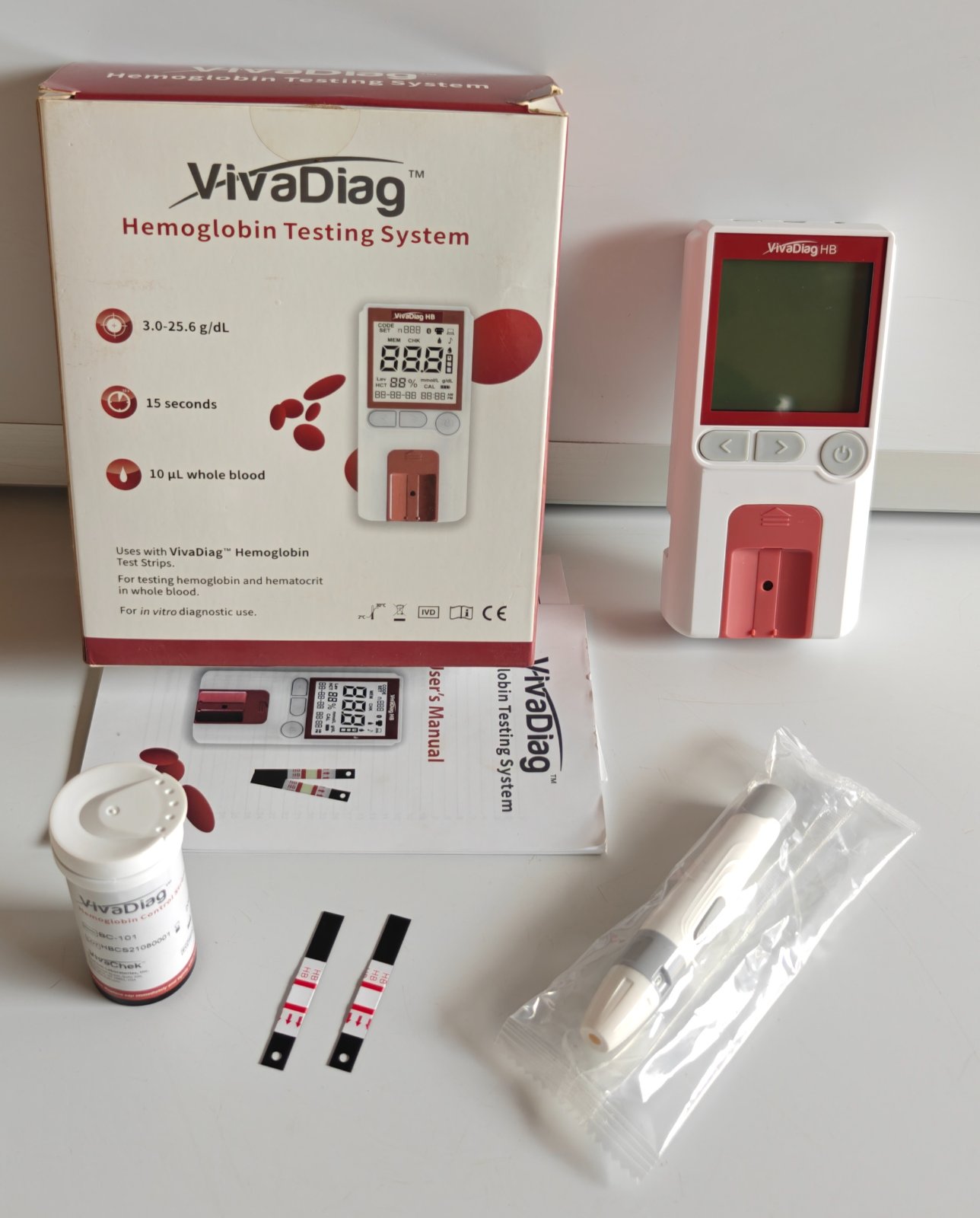 VivaDiag Hemoglobin Testing System - Complete Kit