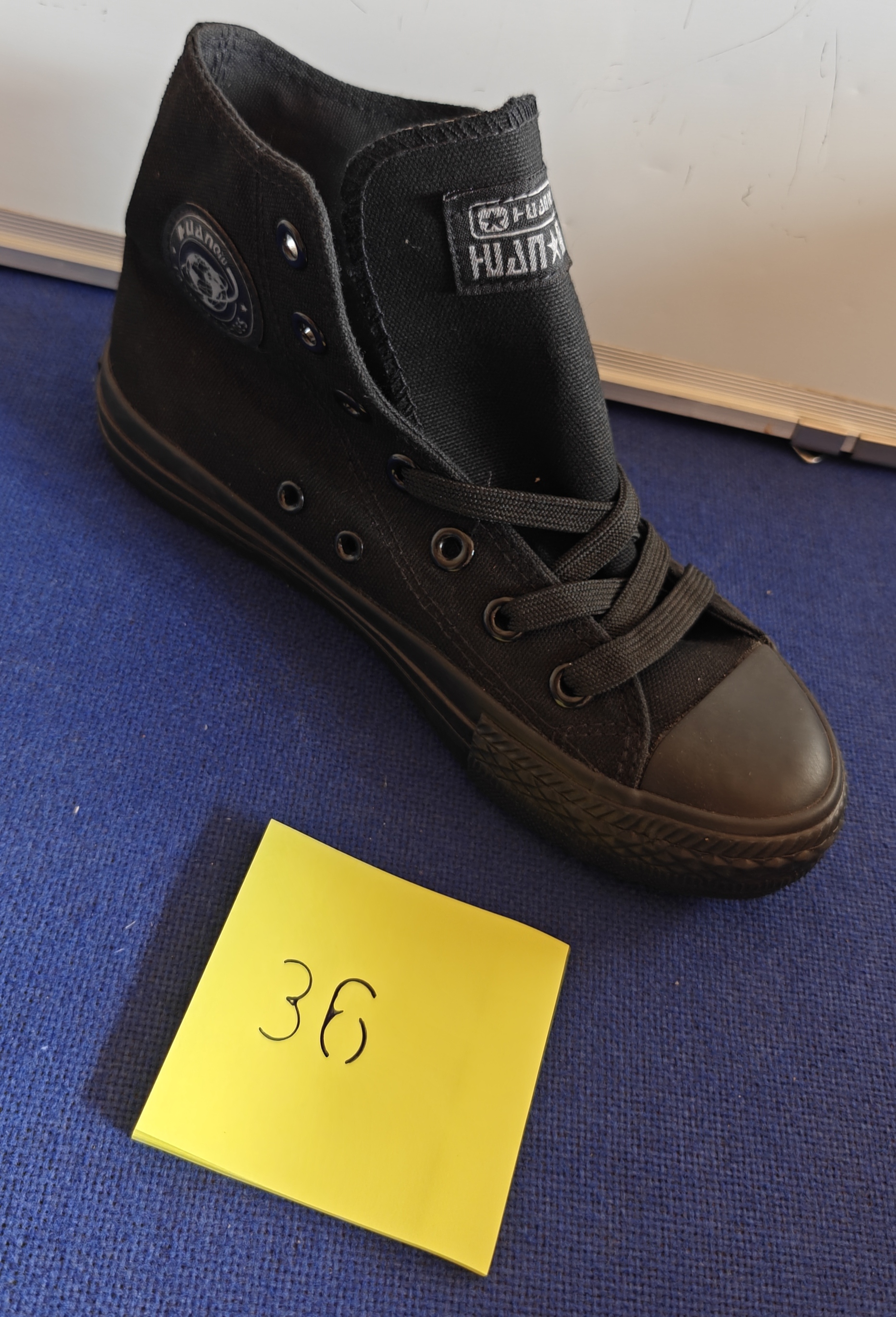 Black Canvas High-Top Sneakers - Size 36