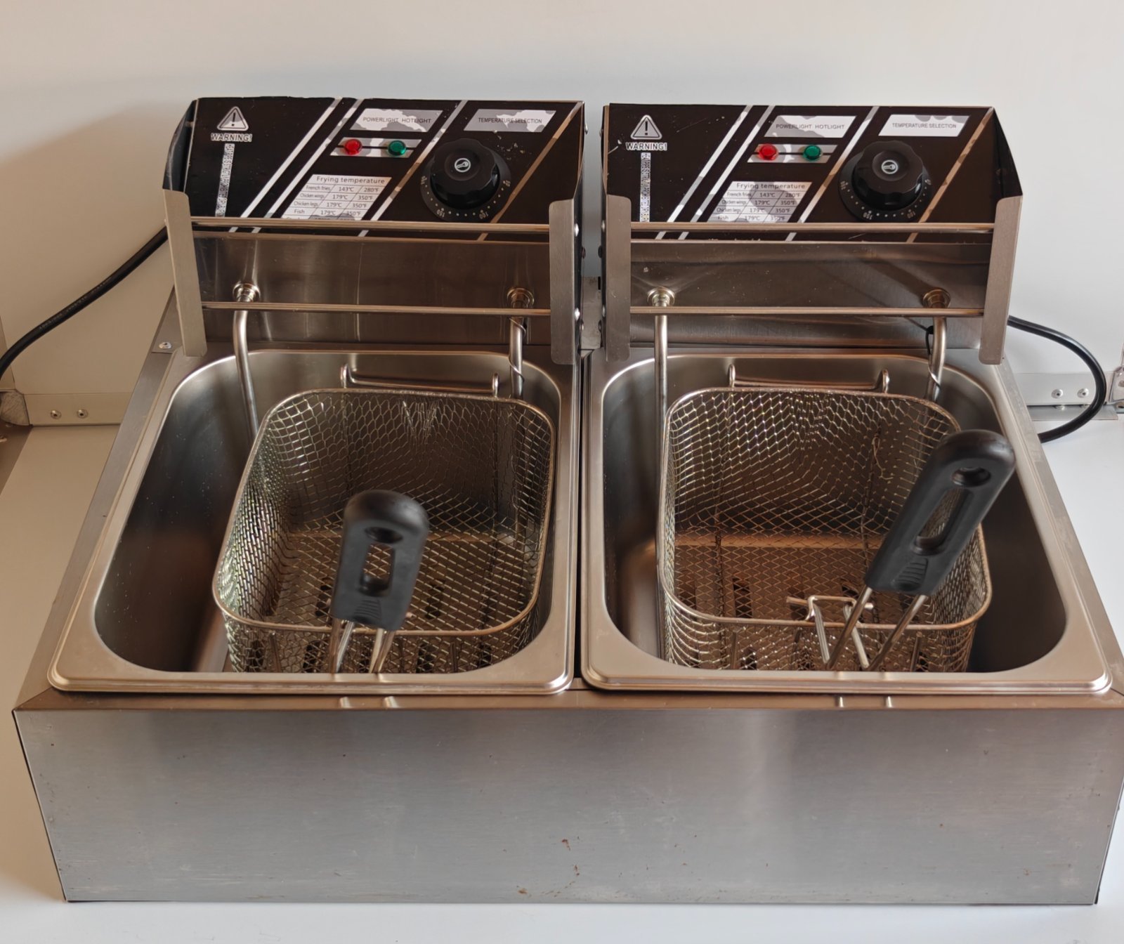Dual Basin Commercial Deep Fryer - Stainless Steel