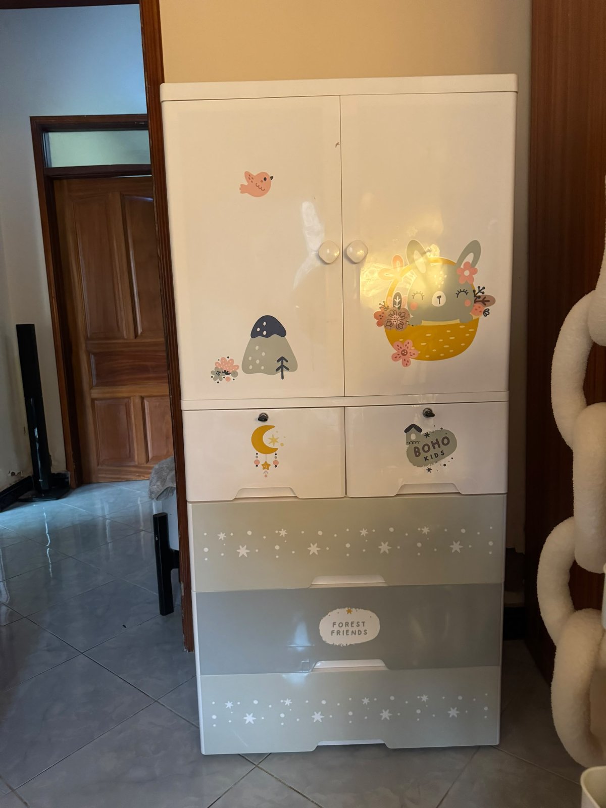 Children's Bedroom Storage Cabinet with Drawers - White