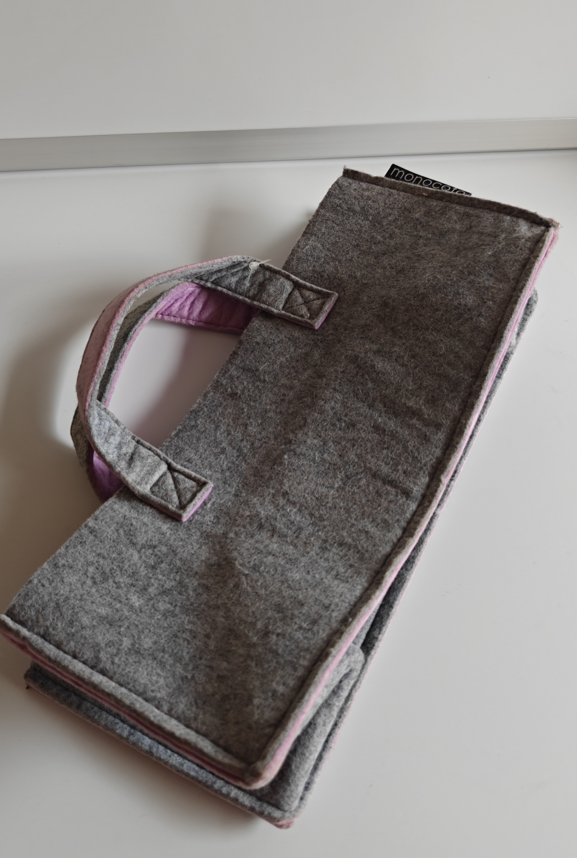 Gray & Pink Felt Laptop/Tablet Sleeve with Handles