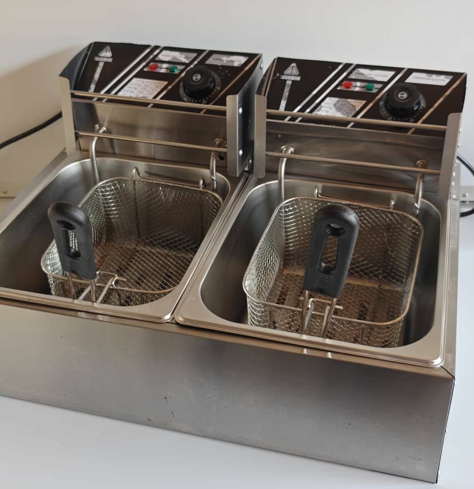 Twin Electric Deep Fryer 2x3L - Stainless Steel Commercial