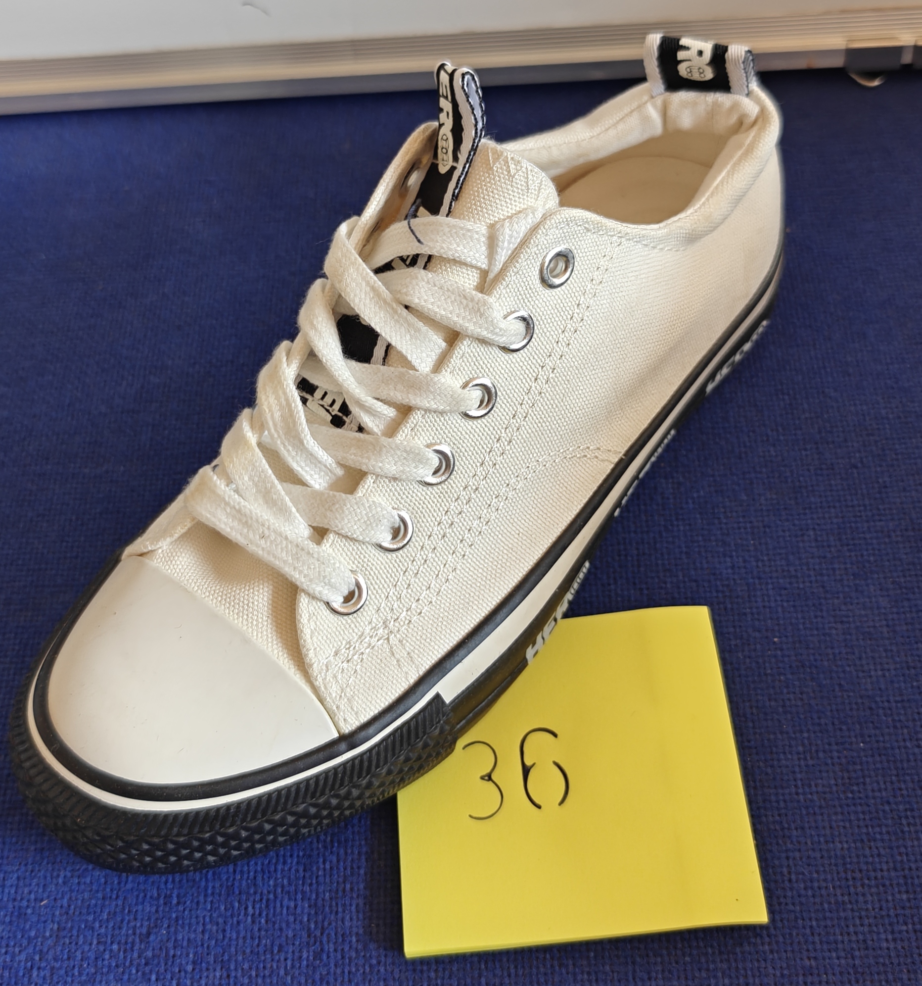 White Canvas Lace-up Sneakers Size 36