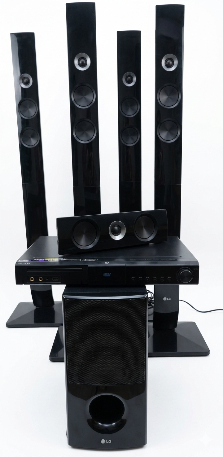 LG 5.1 Channel Home Theater System – 4 Tallboy Speakers + Subwoofer + DVD Receiver — UGX 450,000