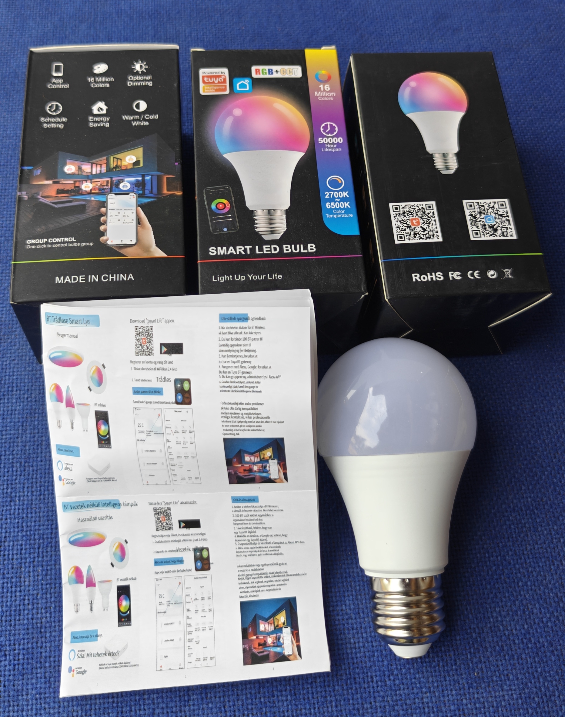 Smart LED Bulb RGB 16 Million Colors WiFi Control E27