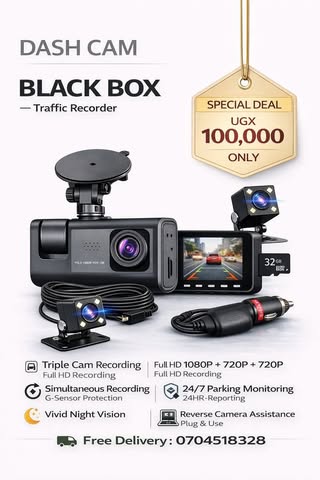 Dash Cam Black Box Triple Cam Traffic Recorder Full HD 1080P