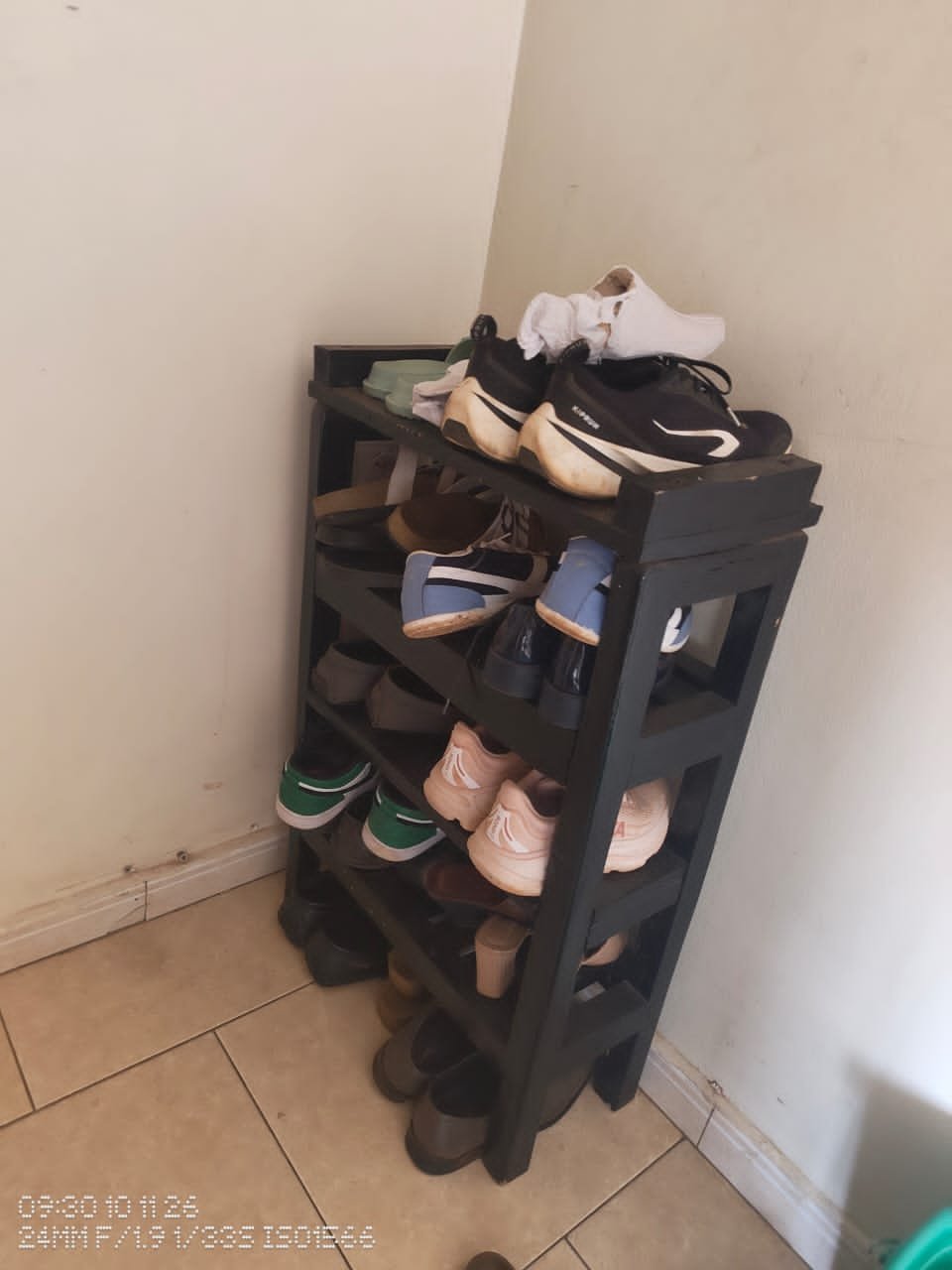 Black Shoe Rack Organizer with Mesh Doors - 4 Tier