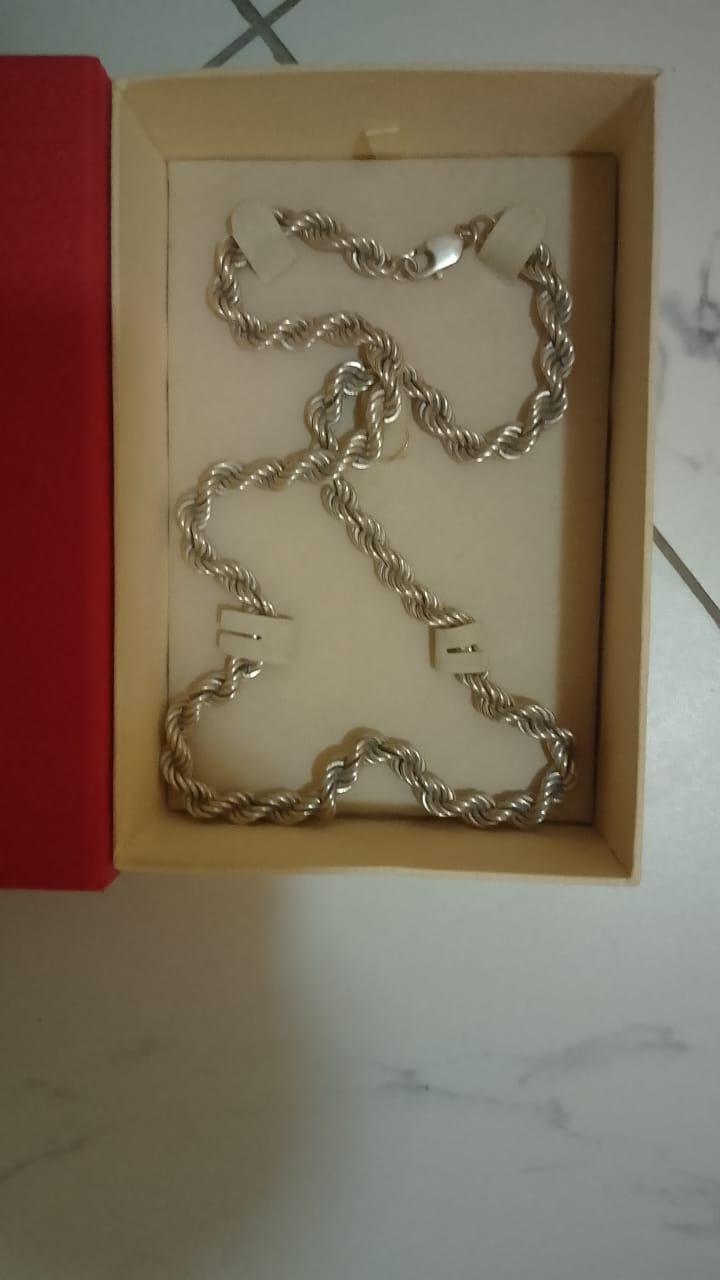 Silver Rope Chain Necklace with Name Pendant